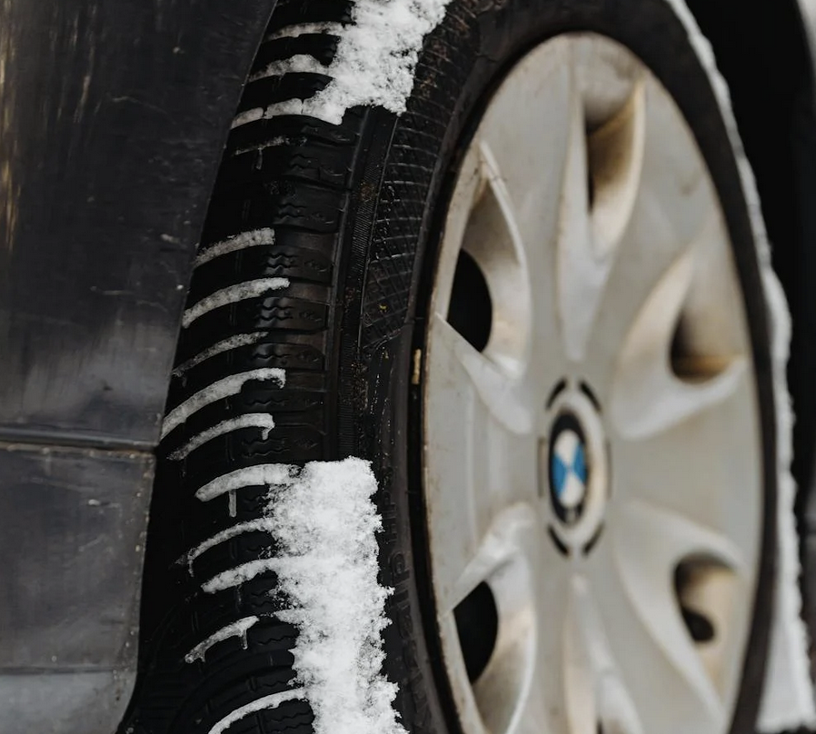 BMW wheel in the snow